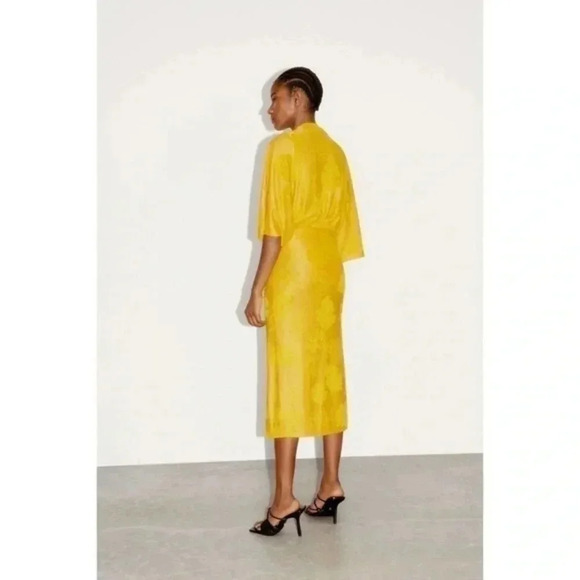 Zara yellow KNOTTED JACQUARD BODYSUIT  Small  5039/062 - Picture 2 of 10